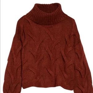 madewell burnt orange/red thick turtleneck sweater